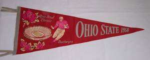 1958 Ohio State Buckeyes Rose Bowl NCAA College Pennant  