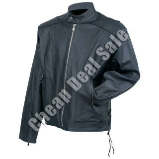   Plain Black Leather Biker Coat XL XLarge Liner New 024409990021  