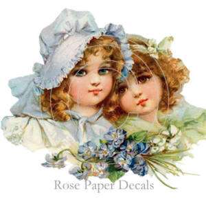 Victorian Vintage Style Lil Girls w Roses 10 Decals  