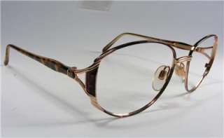   80s RETRO CLASSIC GIVENCHY WOMANS GOLD/BROWN METAL EYEGLASS FRAME LRG