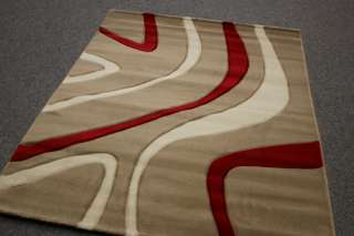 Moderner Teppich Eslem Beige/Ivory/Rot Verschiedene Grössen 