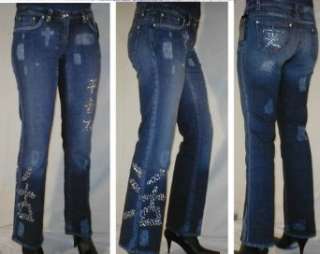 Ausgefallene Jeans Hose mit Strass  Bekleidung