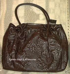 Sondra Roberts SR Squared Leather Like BROWN Trapunto XLARGE Tote Bag 