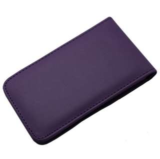 Purple Leather Flip Cover Puoch Case For iPod Touch 4G  