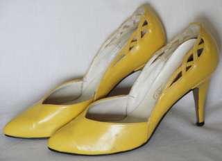 Yummy Yellow Vintage Cutout High Heel Pointy Toe Shoes 9 M  
