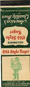 Heilemans Old Style Lager Beer Matchbook  