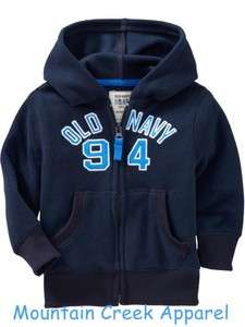 NWT OLD NAVY Boys Micro Performance Logo Hoodie Blue 12 18m  