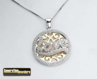 Beautiful Love Pendant Diamonds in 925 Sterling Silver  