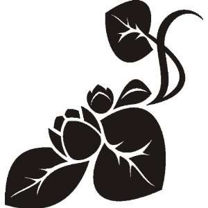 WANDTATTOO f316 wunderschöne Seerose mit Blättern 40x38 cm   schwarz 
