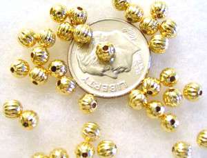 1000 Very Nice Gold Plated Melon Beads 4MM BULK  