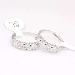 18k White Gold GP Swarovski Crystal Diamond Wedding Engagement Ring L 