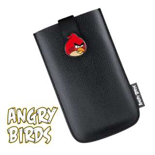 GENUINE NOKIA ANGRY BIRDS BLACK LEATHER UNIVERSAL POUCH CARRY CASE 