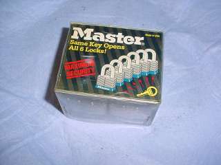 Master Locks, No. 1, 6pc set Same Key Opens All 6 Locks     Old Stock 