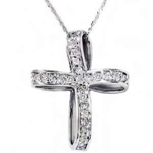   Gold 1/2 Carat Diamond Medium Cross Pendant Necklace Womens Jewelry