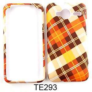  CELL PHONE CASE COVER FOR HTC EVO SHIFT 4G ORANGE PLAID 