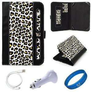  Yellow Leopard Executive Leather Folio Case Cover for  Kindle 