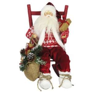 Chairs on Ski Santa Sitting On Wooden Rocking Chair Red C11603  Home   Kitchen