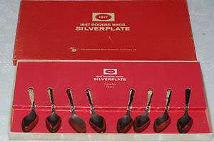 Vintage 1847 Rogers Bros. Silverplate 8 Piece Mini Silver Spoon Set 