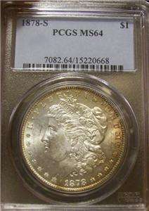 1878 S Morgan Silver Dollar Grade MS 64 PCGS RIM TONING  