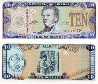 LIBERIA 10 DOLLARS P NEW UNC NOTE Samuel Kayon Doe 2009  
