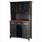 Home Styles 3 Drawer Black Buffet & 2 Dr Hutch w/Cottage Oak Top