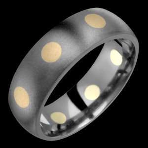  Viola   size 10.00 Titanium Ring with 14K Gold Polka Dot 