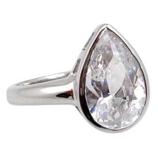 Sterling Silver 1.5 Carat Pear Shape CZ Engagement Ring  