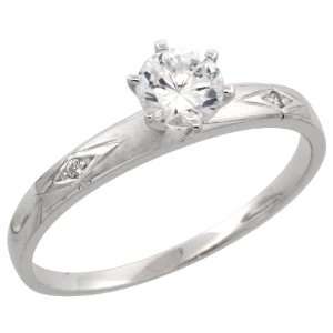 925 Sterling Silver Solitaire CZ Engagement Ring, 1/8 in. (3mm) wide 