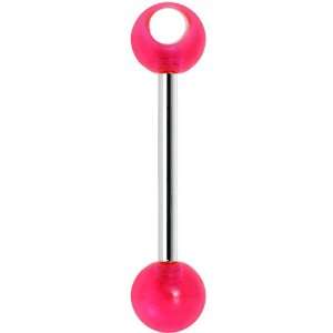    Pink Acrylic Glow stick Holder Barbell Tongue Ring Jewelry