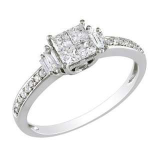 10K White Gold Diamond Fashion Ring Silver