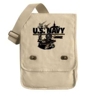   Bag Khaki US Navy with Aircraft Carrier Planes Submarine and Emblem