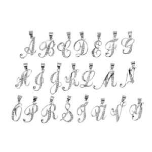   CZ Cursive Initials Letter I Alphabet Pendant with 18 Chain Jewelry