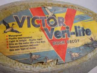 Vintage Animal Trap Victor Veri lite Paper Label Pintail Duck Decoy 