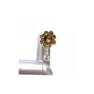 com Cell Phone Antenna Ring Charms ~ Brown Crystal Flower Cell Phone 
