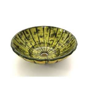   Antique Style Yellow & Black Glass Vessel Sink Bowl: Home Improvement