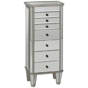  Silver and Mirrored Jewelry Armoire