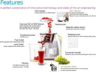 The Hurom Slow Juicer is a juice extractor that uses the patented Low 