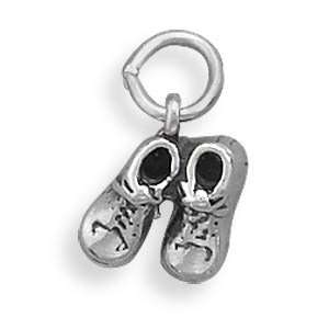  Pair Baby Shoes Charm Sterling Silver, Made in the USA 