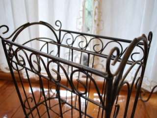 Wrought Iron Magazine Rack French Style Antique Brown B  