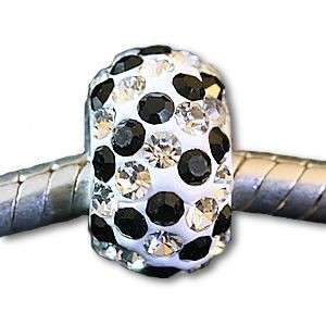   White Charm Bead w/ Swarovski Crystals for European Bead Bracelets NEW