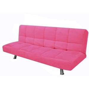 Modern Pink Microfiber Cover Convertible Futon Sofa Bed  