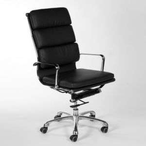 Modern High Back Soft Pad BlackLeatherette Office Chair Knee tilt 
