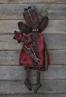 PATTERN Primitive Raggedy Folk Art Black Angel Doll TBP  