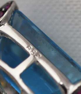 Rare Couture Sapphire Blue Topaz Diamond 18k Earrings  