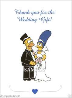 The Simpsons Wedding or Bridal Shower Thank You Cards  