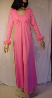 Vintage YUMMY Bubblegum PINK Long Dress Marabou 10  