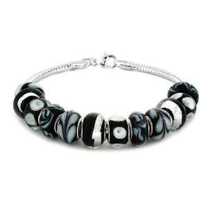 Coastal Creations Beads Black Magic on 8 Inch Silver Plated Bracelet 