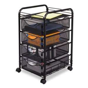  Mesh Mobile File w/Four Supply Drawers, 15 3/4w x 17d x 27h, Black 