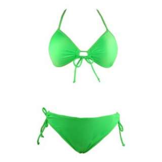  Bikini Neon Green Bandeau Push Up Top & Bikini Bottom 