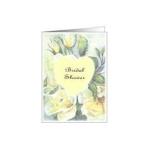 bridal shower  white rose heart pale Card